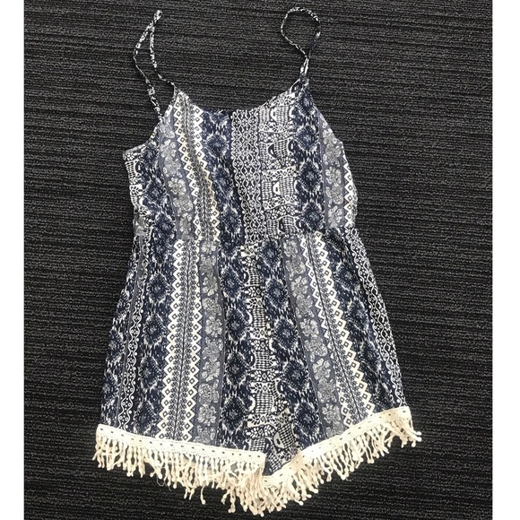 breeze ever Pants - Blue Fringe Romper